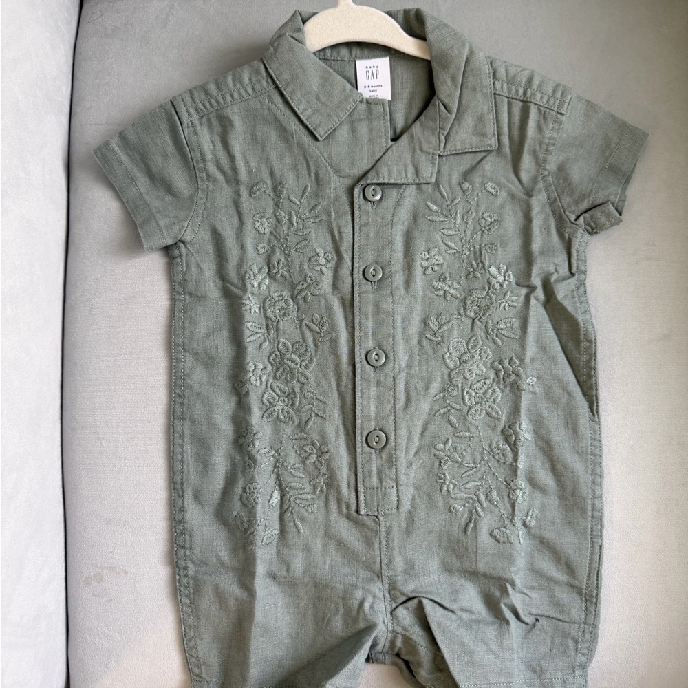 GAP Baby Olive Embroidered Romper